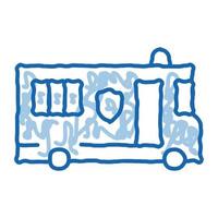 autobús móvil doodle icono dibujado a mano ilustración vector