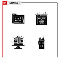 4 General Icons for website design print and mobile apps 4 Glyph Symbols Signs Isolated on White Background 4 Icon Pack vector