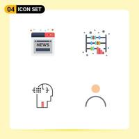 Set of 4 Modern UI Icons Symbols Signs for article human web calculator head Editable Vector Design Elements