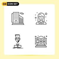 4 Creative Icons for Modern website design and responsive mobile apps 4 Outline Symbols Signs on White Background 4 Icon Pack vector