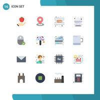Group of 16 Modern Flat Colors Set for connected fall movie food hot Editable Pack of Creative Vector Design Elements