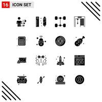 Mobile Interface Solid Glyph Set of 16 Pictograms of iot calculator automobile calculate rings Editable Vector Design Elements