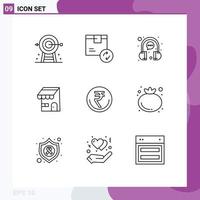 Modern Set of 9 Outlines Pictograph of online building service representative customer Editable Vector Design Elements