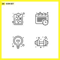 4 Icon Set Simple Line Symbols Outline Sign on White Background for Website Design Mobile Applications and Print Media vector