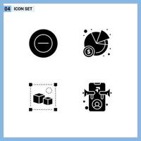 4 Thematic Vector Solid Glyphs and Editable Symbols of no box chart design advertising Editable Vector Design Elements