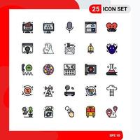 paquete de iconos de vector de stock de 25 signos y símbolos de línea para elementos de diseño de vector editables básicos del navegador seo de internet de papá