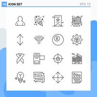 Modern 16 Line style icons Outline Symbols for general use Creative Line Icon Sign Isolated on White Background 16 Icons Pack vector