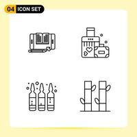 4 Creative Icons for Modern website design and responsive mobile apps 4 Outline Symbols Signs on White Background 4 Icon Pack vector