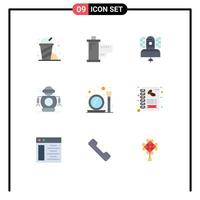 9 Universal Flat Color Signs Symbols of glass robotic satellite technology telecommunication Editable Vector Design Elements