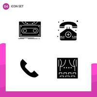 Glyph Icon set Pack of 4 Solid Icons isolated on White Background for responsive Website Design Print and Mobile Applications vector