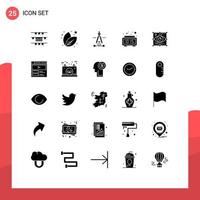 Editable Vector Line Pack of 25 Simple Solid Glyphs of look design education art digital Editable Vector Design Elements