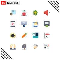 16 Flat Color concept for Websites Mobile and Apps mobile location pattern volume sound Editable Pack of Creative Vector Design Elements