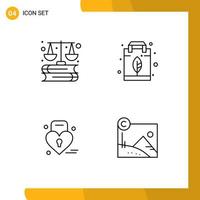 4 Thematic Vector Filledline Flat Colors and Editable Symbols of business love marketing nature weding Editable Vector Design Elements