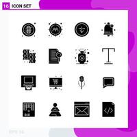 Solid Icon set Pack of 16 Glyph Icons isolated on White Background for Web Print and Mobile vector