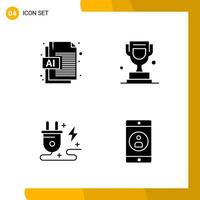 4 Icon Set Solid Style Icon Pack Glyph Symbols isolated on White Backgound for Responsive Website Designing vector