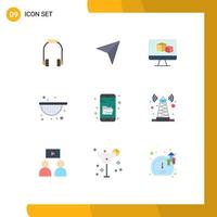 9 Universal Flat Colors Set for Web and Mobile Applications research drive search computer food strainer Editable Vector Design Elements