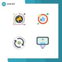 4 Universal Flat Icons Set for Web and Mobile Applications marketing market like circulation user Editable Vector Design Elements