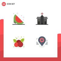 Editable Vector Line Pack of 4 Simple Flat Icons of dessert monastery sweet christian fruit Editable Vector Design Elements