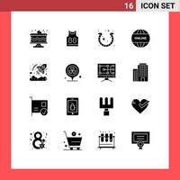 Set of 16 Modern UI Icons Symbols Signs for business website day online luck Editable Vector Design Elements