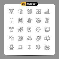 Universal Icon Symbols Group of 25 Modern Lines of signal connection document photography photo Editable Vector Design Elements