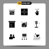 conjunto de 9 iconos de interfaz de usuario modernos símbolos signos para gestos de medidor de velocidad almacenar elementos de diseño vectorial editables del mercado vector
