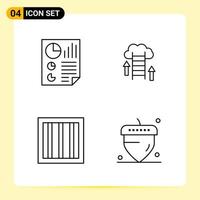 4 iconos creativos para el diseño moderno de sitios web y aplicaciones móviles receptivas 4 símbolos de contorno signos sobre fondo blanco paquete de 4 iconos vector