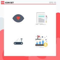 Group of 4 Modern Flat Icons Set for eye army vision file multitool Editable Vector Design Elements