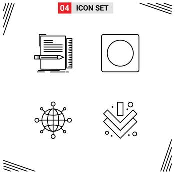 paquete de 4 colores planos creativos de línea de llenado de código elementos de diseño vectorial editables del servidor de marco de programación de Internet vector