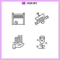 4 Icons in Line Style Outline Symbols on White Background Creative Vector Signs for Web mobile and Print