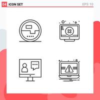 Collection of 4 Vector Icons in Line style Modern Outline Symbols for Web and Mobile Line Icon Sign Isolated on White Background 4 Icons