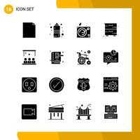 16 Icon Set Solid Style Icon Pack Glyph Symbols isolated on White Backgound for Responsive Website Designing vector