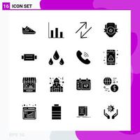 Solid Icon set Pack of 16 Glyph Icons isolated on White Background for Web Print and Mobile vector