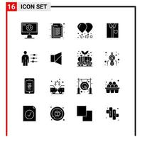 16 General Icons for website design print and mobile apps 16 Glyph Symbols Signs Isolated on White Background 16 Icon Pack vector