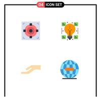 Set of 4 Commercial Flat Icons pack for target hand goal share earth Editable Vector Design Elements