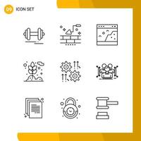 9 Icon Set Line Style Icon Pack Outline Symbols isolated on White Backgound for Responsive Website Designing vector