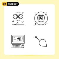 4 iconos creativos para el diseño moderno de sitios web y aplicaciones móviles receptivas 4 símbolos de contorno signos sobre fondo blanco paquete de 4 iconos vector