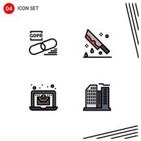 4 Creative Icons Modern Signs and Symbols of clip murder secure halloween laptop Editable Vector Design Elements