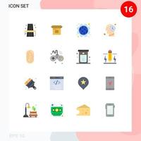 16 Flat Color concept for Websites Mobile and Apps biometric mind release human labor Editable Pack of Creative Vector Design Elements