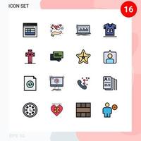 conjunto de 16 iconos de interfaz de usuario modernos signos de símbolos para camisas de jugador árbitro de datos elementos de diseño de vectores creativos editables