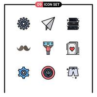 conjunto de 9 iconos modernos de la interfaz de usuario signos de símbolos para apoyar los elementos de diseño vectorial editables de hombres de pintura de ventilador movember vector