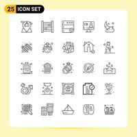 25 iconos creativos, signos y símbolos modernos de la luna, servidor de búsqueda interior de Internet, elementos de diseño vectorial editables vector