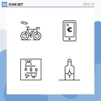 Modern Set of 4 Filledline Flat Colors Pictograph of bicycle vector mobile shopping beach Editable Vector Design Elements