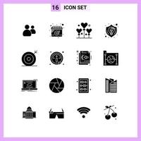 16 Icons in Solid Style Glyph Symbols on White Background Creative Vector Signs for Web mobile and Print