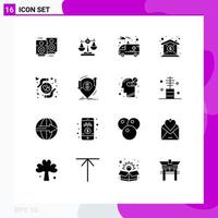 Universal Icon Symbols Group of 16 Modern Solid Glyphs of property investment law hospital ambulance Editable Vector Design Elements