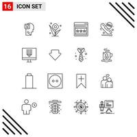 Pack of 16 creative Outlines of design coding spring call call deflection Editable Vector Design Elements