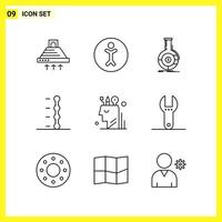 9 Icon Set Simple Line Symbols Outline Sign on White Background for Website Design Mobile Applications and Print Media vector