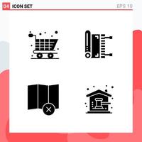 Collection of 4 Vector Icons in solid style Modern Glyph Symbols for Web and Mobile Solid Icon Sign Isolated on White Background 4 Icons