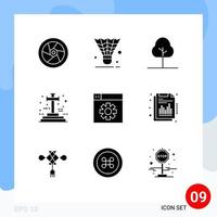 9 iconos creativos modernos signos y símbolos de diseño halloween deporte cementerio cruzar elementos de diseño vectorial editables vector