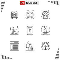 9 Icons Line Style Grid Based Creative Outline Symbols for Website Design Simple Line Icon Signs Isolated on White Background 9 Icon Set vector