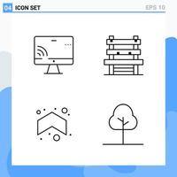 iconos de estilo moderno de 4 líneas delinean símbolos para uso general signo de icono de línea creativa aislado en fondo blanco paquete de 4 iconos vector